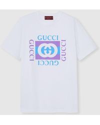 Gucci - Camiseta De Punto De Algodón Con Estampado, Talla - Lyst