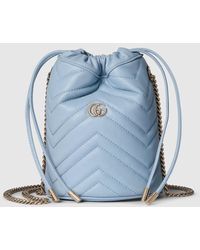 Gucci - Gg Marmont Small Bucket Bag, Leather - Lyst