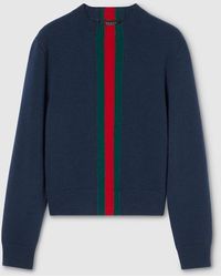 Gucci - Fine Knit Wool Sweater With Web - Lyst