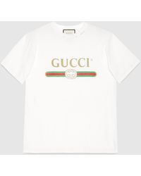 Gucci - ロゴ オーバーサイズ コットン Tシャツ, ホワイト, ウェア - Lyst