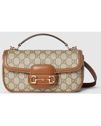 Gucci - 〔グッチ ホースビット 1955 ソフト〕スモール トップハンドルバッグ, ベージュ, Ggキャンバス - Lyst