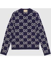 Gucci - GGウール ジャカード セーター, ブルー, ウェア - Lyst