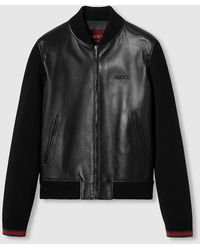 Gucci - Blouson Aviateur En Maille Et Cuir Nappa, Taille - Lyst