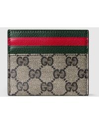 Gucci - Card Case With Web Card Slots, Original Gg Fabric - Lyst