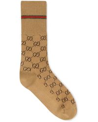Gucci GG Cotton Socks With Web - Brown