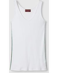 Gucci - Cotton Jersey Tank Top With Web - Lyst