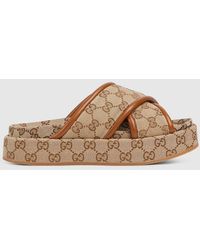 Gucci - Gg Platform Sandal, Fabric - Lyst