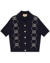 Gucci - Cotton Cardigan With GG Intarsia - Lyst