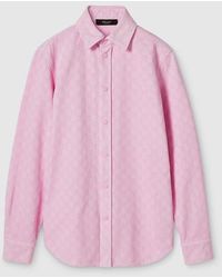 Gucci - Dyed Gg Cotton Denim Jacquard Shirt - Lyst