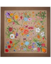 Gucci - Printed Gg Wool Silk Shawl - Lyst