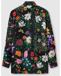 Gucci - Printed Silk Twill Shirt - Lyst