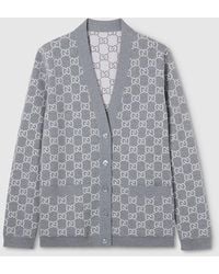 Gucci - Reversible Gg Fine Wool Jacquard Cardigan - Lyst