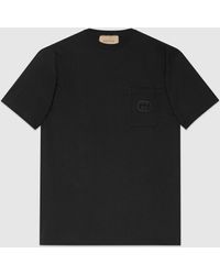 Gucci - パッチ付き コットンジャージー Tシャツ, ブラック, ウェア - Lyst