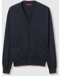 Gucci - Cardigan En Maille De Laine Avec Bande Web, Taille - Lyst