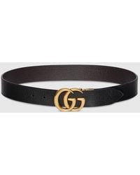 Gucci - Reversible Leather Belt With Double G Buckle - Lyst