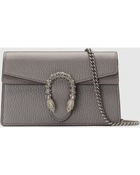 Gucci Dionysus Super-Mini-Tasche aus Leder - Grau