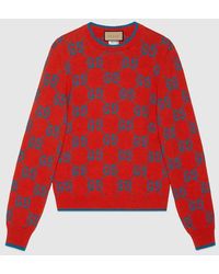 Gucci - Pullover in misto cotone con logo jacquard - Lyst