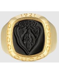 Gucci - Crest Signet Ring - Lyst
