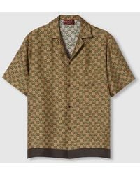 Gucci - Hemd Aus Seidentwill Mit Gg Horsebit-Print, Grösse - Lyst