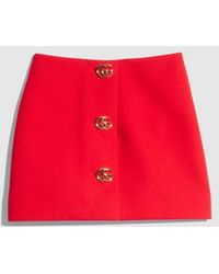 Gucci - Crêpe Wool Skirt With Double G Button, Size 44 It, Ready-To-Wear - Lyst
