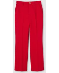 Gucci - Crêpe Wool Pants With Double G Button - Lyst