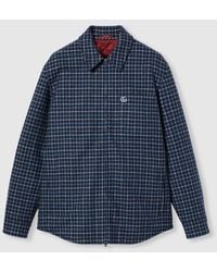 Gucci - Wool Flannel Zip Jacket With Embroidery - Lyst