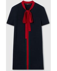 Gucci - Knit Wool Cashmere Dress With Web - Lyst