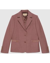 Gucci - GG Damier Wool Jacket With Horsebit - Lyst