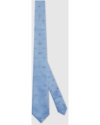Gucci - Horsebit Silk Jacquard Tie - Lyst