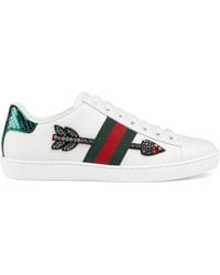 Gucci Ace Arow-embroidered Leather Trainers - Multicolour