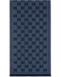 Gucci Schal aus Wolljacquard mit GG Motiv - Blau