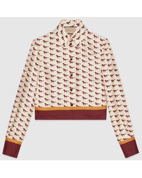 Gucci - Camicia In Seta Con Stampa Cavalli Diagonale - Lyst