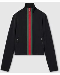 Gucci - Stretch Nylon Zip Jacket With Web, Ready-To-Wear - Lyst