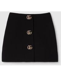 Gucci - Crêpe Wool Skirt With Double G Button - Lyst