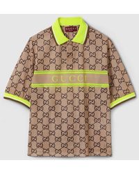 Gucci - Polyester Mesh GG Print Polo Shirt - Lyst