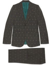 Gucci Heritage Interlocking G Stripe Wool Suit - Gray