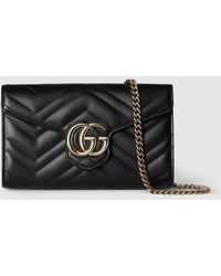 Gucci - 〔Ggマーモント〕チェーンウォレット, ブラック, レザー - Lyst