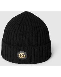 Gucci - ダブルG付き ウールカシミア キャップ, ブラック - Lyst