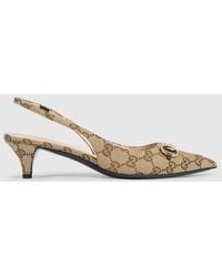 Gucci - Horsebit Gg Canvas Slingback Pump - Lyst