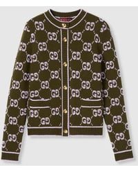Gucci - Cardigan Aus Wollbouclé Mit Gg Jacquard, Größe - Lyst