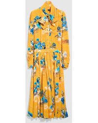 Gucci - Printed Silk Chemisier Dress - Lyst