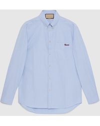 Gucci - Striped Cotton Shirt With Logo - Lyst