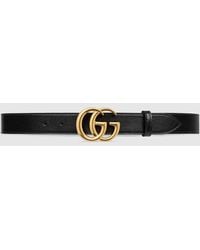 Gucci - GG Marmont Leather Belt With Shiny Buckle - Lyst