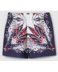 Gucci - Shorts Aus Baumwolle Mit Bandana-Print - Lyst