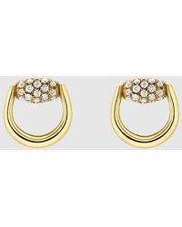 Gucci - Horsebit Diamond 18K Stud Earrings - Lyst
