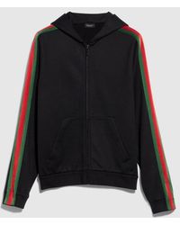 Gucci - Silk Cotton Jersey Zip Jacket With Web - Lyst