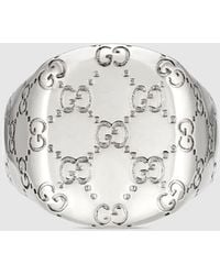 Gucci - Gg Motif Signet Ring - Lyst