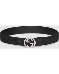 Gucci - Belt With Interlocking G Buckle, Size 95, Gg Canvas - Lyst