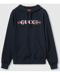 Gucci - Printed Cotton Jersey Hooded Sweatshirt - Lyst