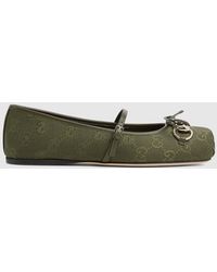 Gucci - Horsebit Ballet Flat, Fabric - Lyst